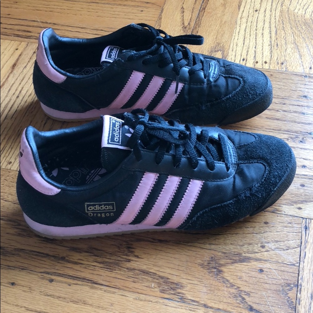 adida dragon sneakers in black and pink size 5